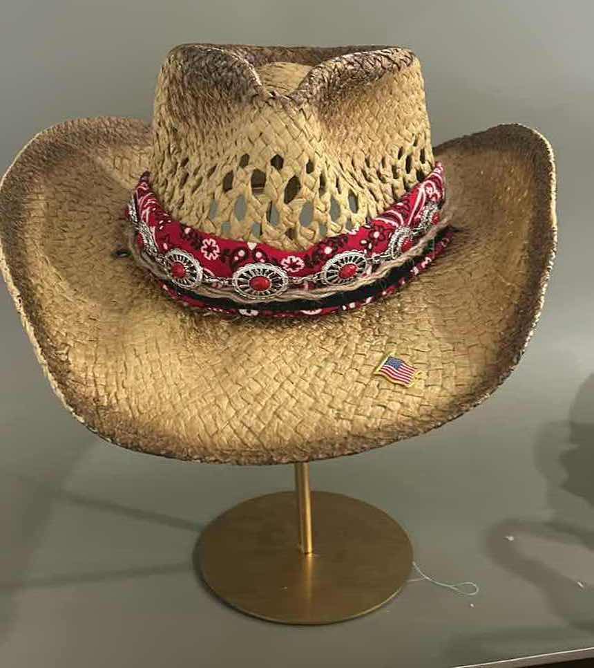 Photo 1 of NEW CUSTOM DESIGNED STRAW COWGIRL HAT (ADJUSTABLE)