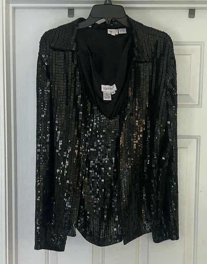 Photo 1 of WOMENSWEAR- 2 PIECE EVENING FORMAL WARE, SQUARE  SEQUINED TOP AND JACKET SIZE 16W