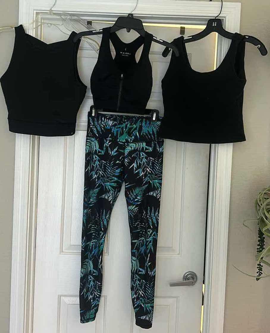 Photo 1 of 4 PCS/ WOMEN’S ATHLETIC WEAR (TOPS ALL MARKED LARGE BUT FIT S/M, THE LEGGINGS MARKED SMALL, FIT S/M)