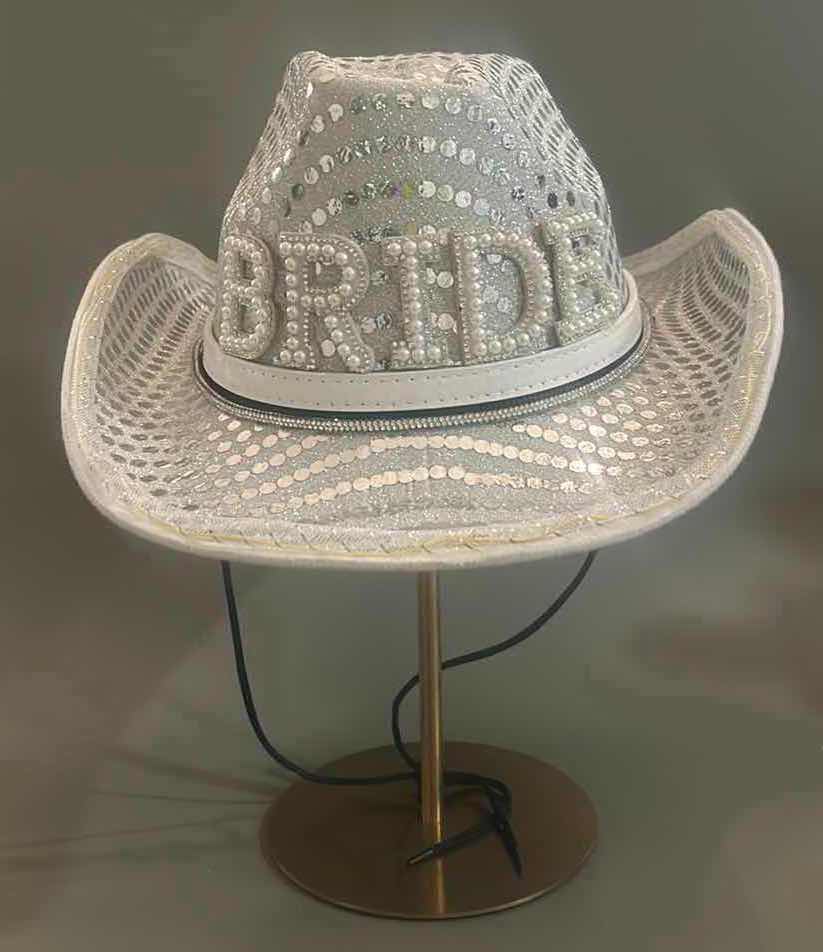 Photo 5 of NEW CUSTOM DESIGNED SPARKLING LIGHT COWGIRL “BRIDE” HAT