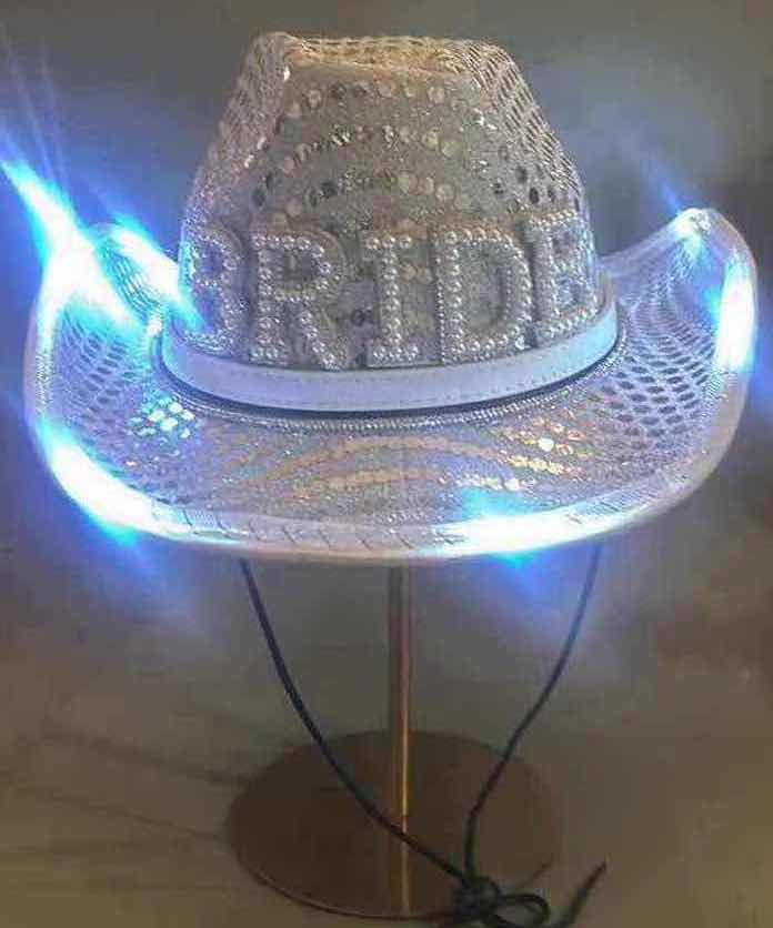 Photo 1 of NEW CUSTOM DESIGNED SPARKLING LIGHT COWGIRL “BRIDE” HAT