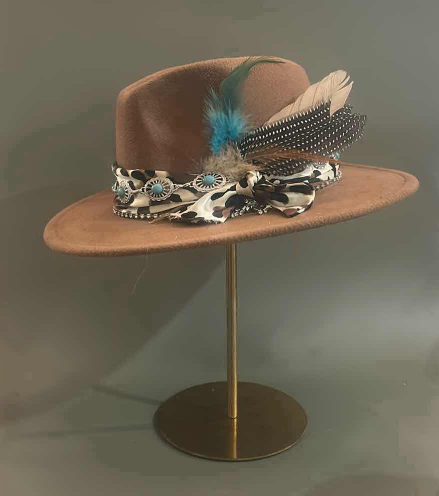 Photo 1 of NEW CUSTOM DESIGNED FELT COWGIRL HAT / FEDORA (ADJUSTABLE)