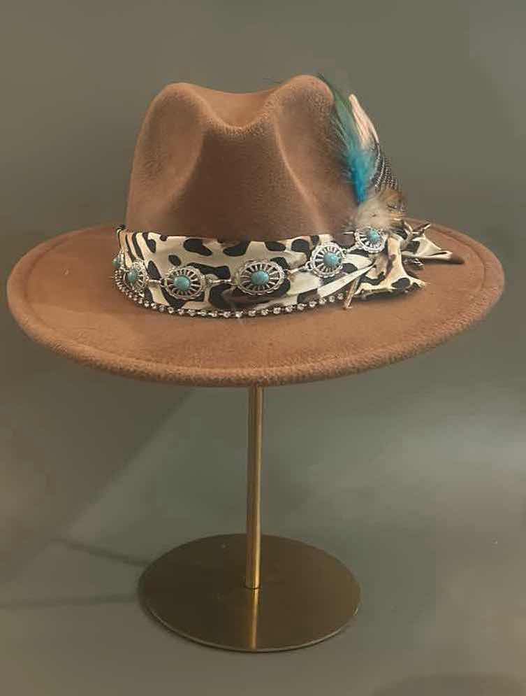 Photo 2 of NEW CUSTOM DESIGNED FELT COWGIRL HAT / FEDORA (ADJUSTABLE)