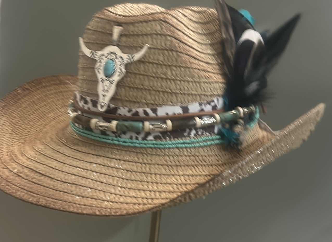 Photo 4 of NEW CUSTOM DESIGNED STRAW COWGIRL HAT (ADJUSTABLE)