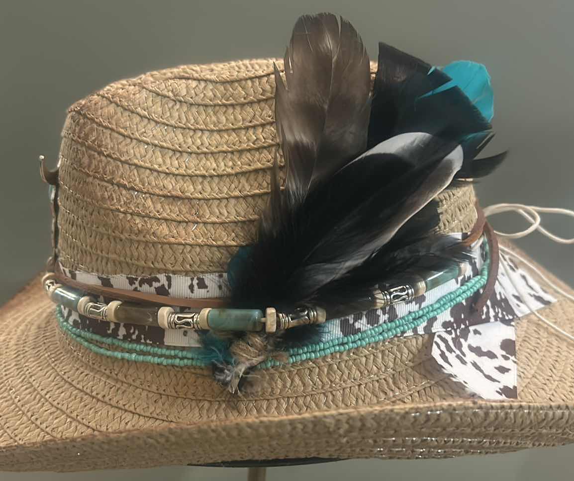 Photo 2 of NEW CUSTOM DESIGNED STRAW COWGIRL HAT (ADJUSTABLE)