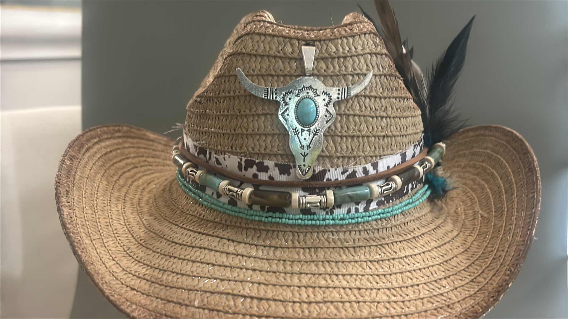 Photo 3 of NEW CUSTOM DESIGNED STRAW COWGIRL HAT (ADJUSTABLE)