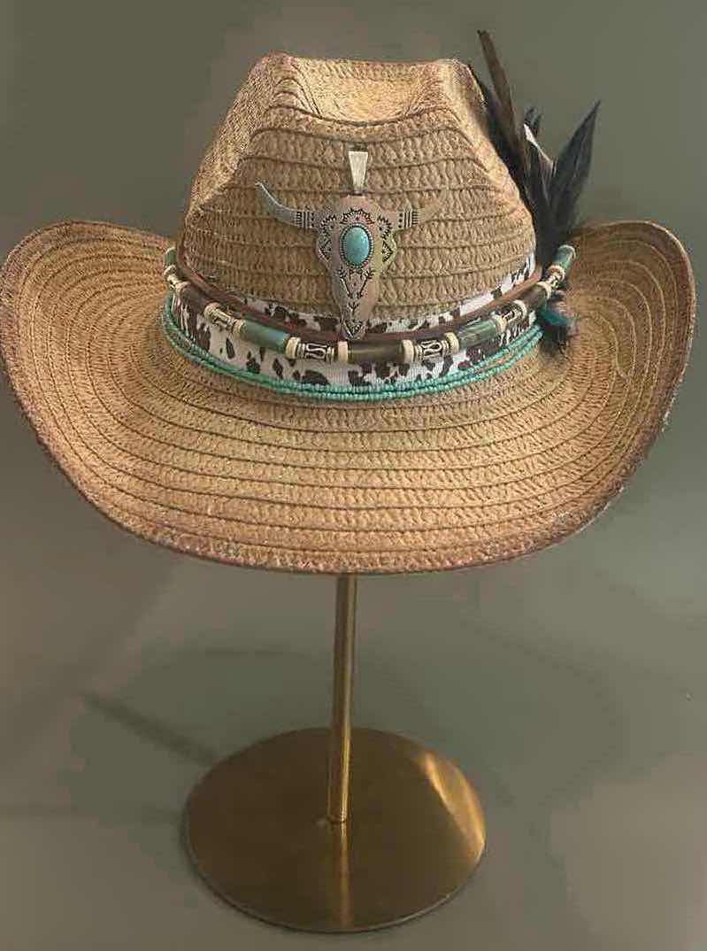 Photo 1 of NEW CUSTOM DESIGNED STRAW COWGIRL HAT (ADJUSTABLE)