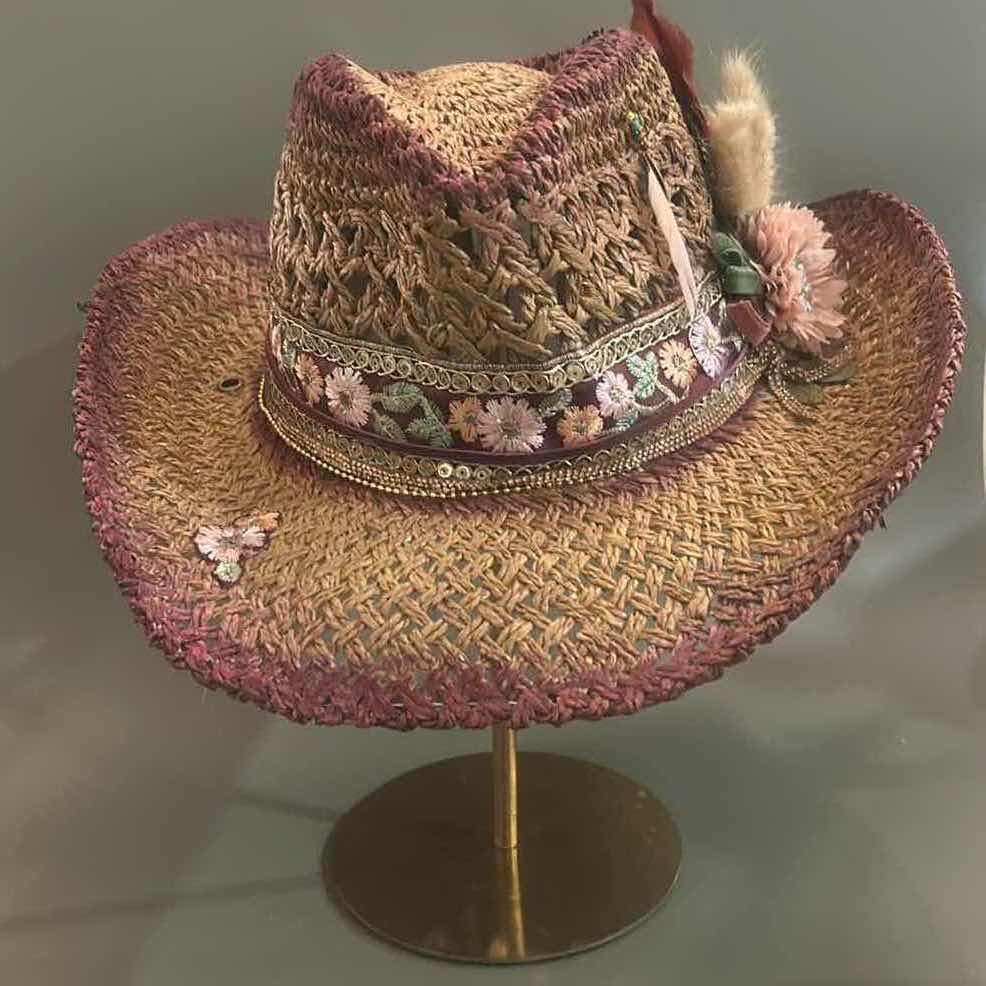 Photo 3 of NEW CUSTOM DESIGNED STRAW COWGIRL HAT (ADJUSTABLE)