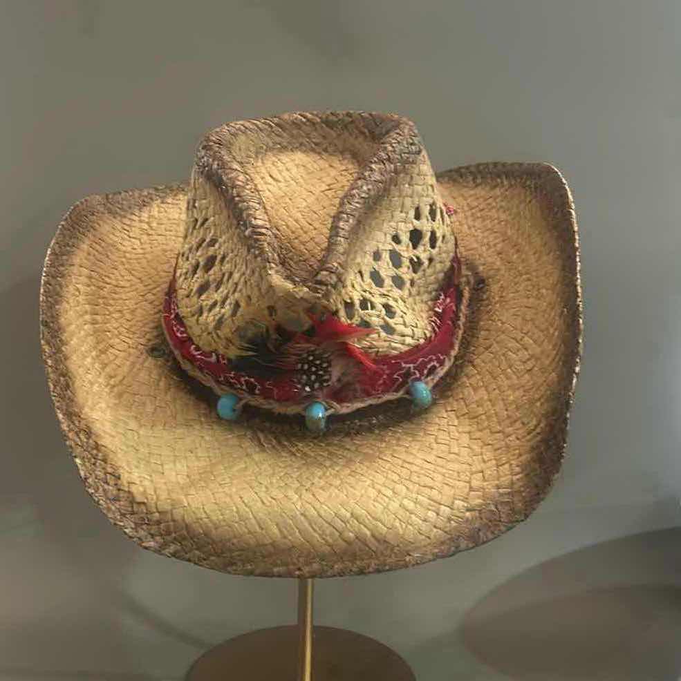 Photo 3 of NEW CUSTOM DESIGNED STRAW COWGIRL HAT (ADJUSTABLE)