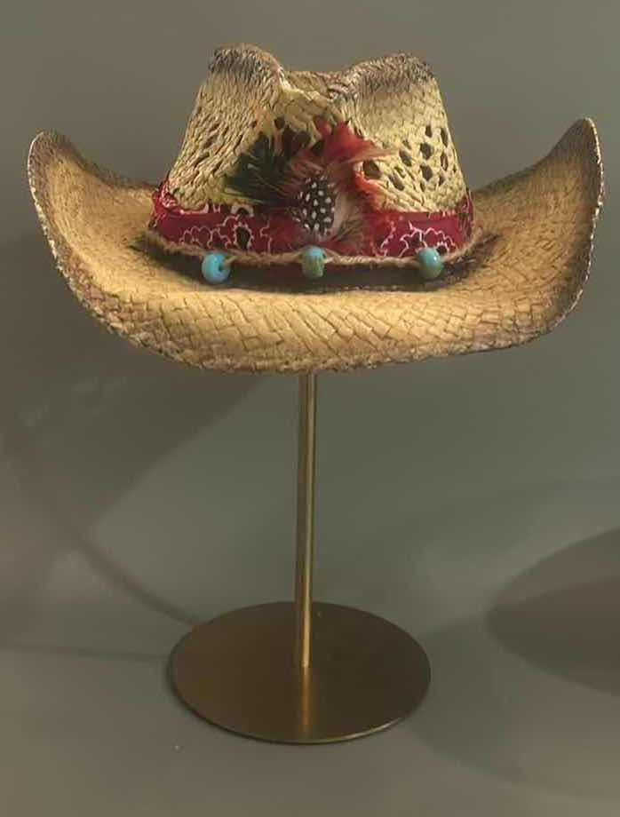 Photo 1 of NEW CUSTOM DESIGNED STRAW COWGIRL HAT (ADJUSTABLE)