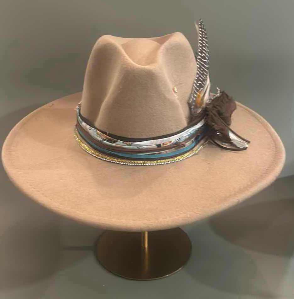 Photo 3 of NEW CUSTOM LARGE BRIM FEDORA / COWGIRL HAT (ADJUSTABLE)