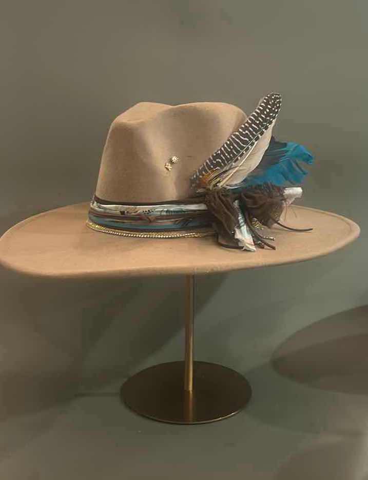 Photo 1 of NEW CUSTOM LARGE BRIM FEDORA / COWGIRL HAT (ADJUSTABLE)