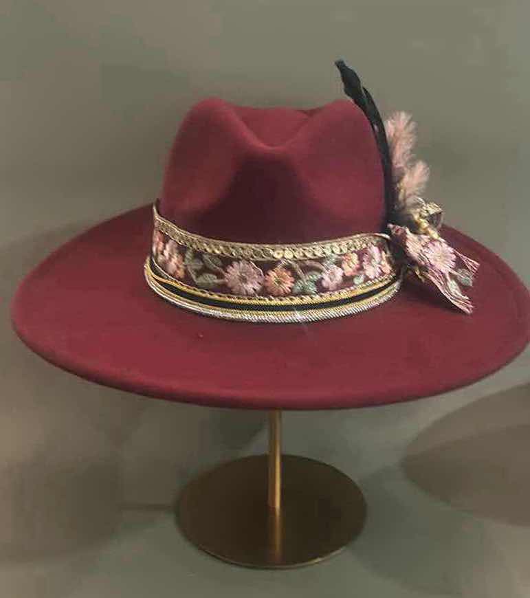 Photo 3 of NEW CUSTOM LARGE BRIM FEDORA / COWGIRL HAT (ADJUSTABLE)