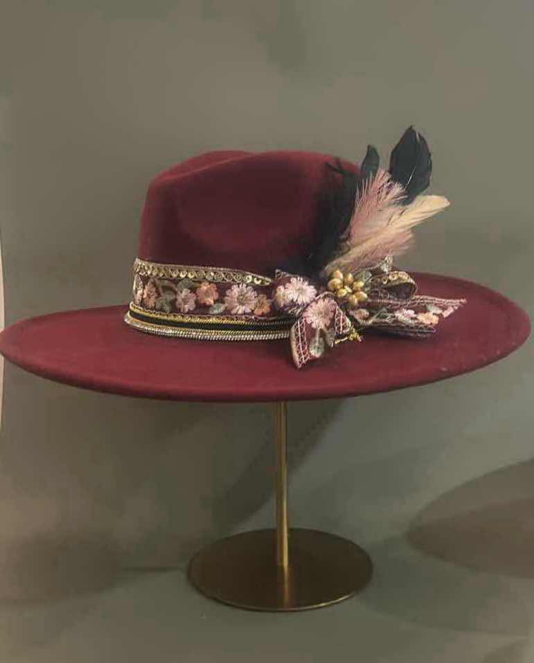 Photo 1 of NEW CUSTOM LARGE BRIM FEDORA / COWGIRL HAT (ADJUSTABLE)