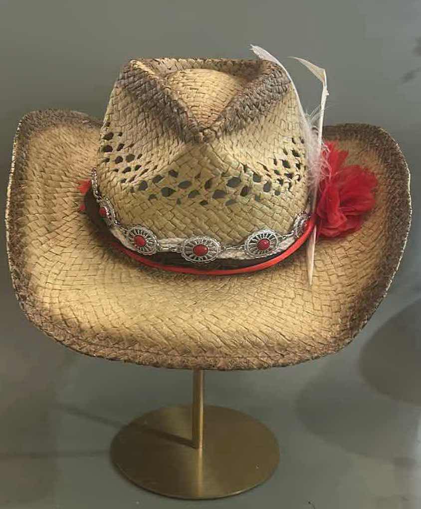 Photo 1 of NEW CUSTOM DESIGNED STRAW COWGIRL HAT (ADJUSTABLE)