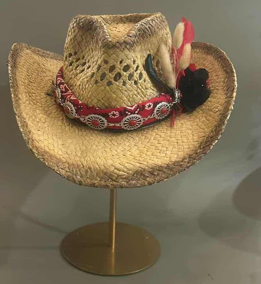 Photo 1 of NEW CUSTOM DESIGNED STRAW COWGIRL HAT (ADJUSTABLE)