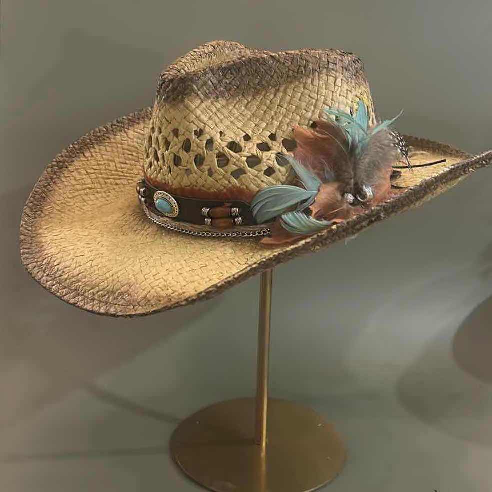 Photo 1 of NEW CUSTOM DESIGNED STRAW COWGIRL HAT (ADJUSTABLE)