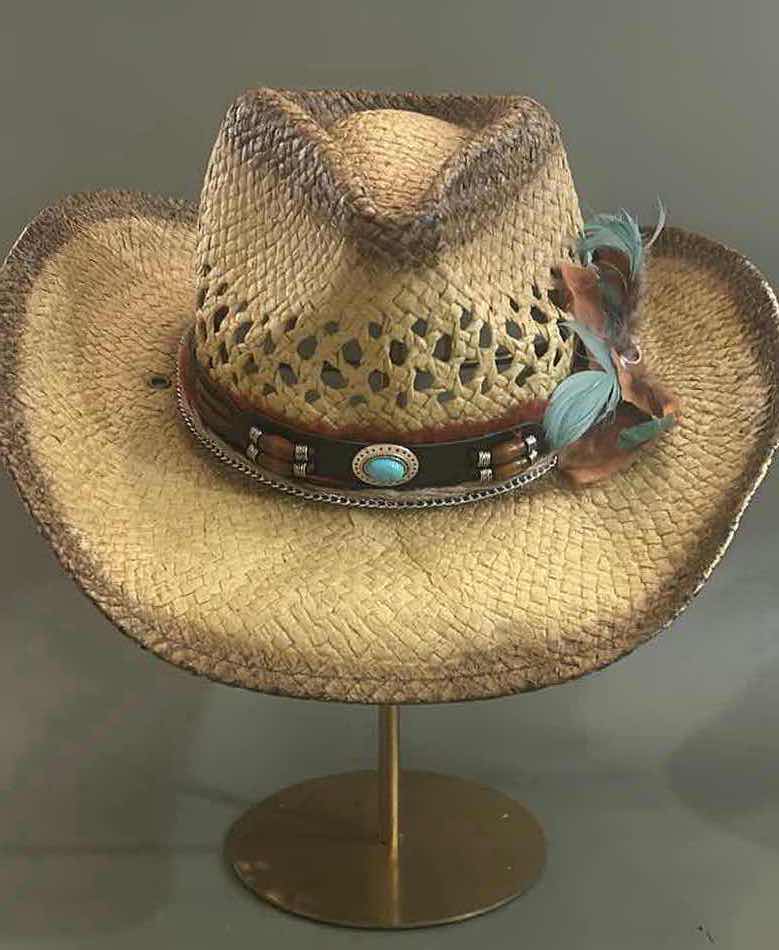 Photo 3 of NEW CUSTOM DESIGNED STRAW COWGIRL HAT (ADJUSTABLE)