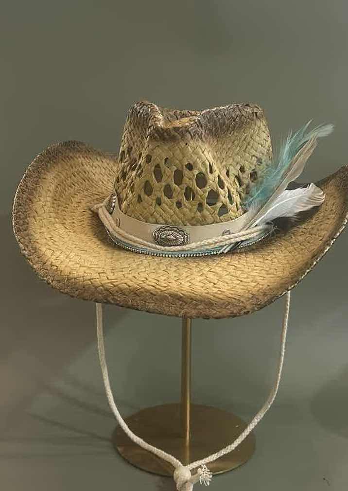 Photo 1 of NEW CUSTOM DESIGNED STRAW COWGIRL HAT (ADJUSTABLE)