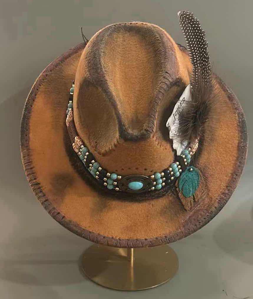 Photo 3 of NEW CUSTOM DESIGNED FELT  COWGIRL / FEDORA HAT (ADJUSTABLE)