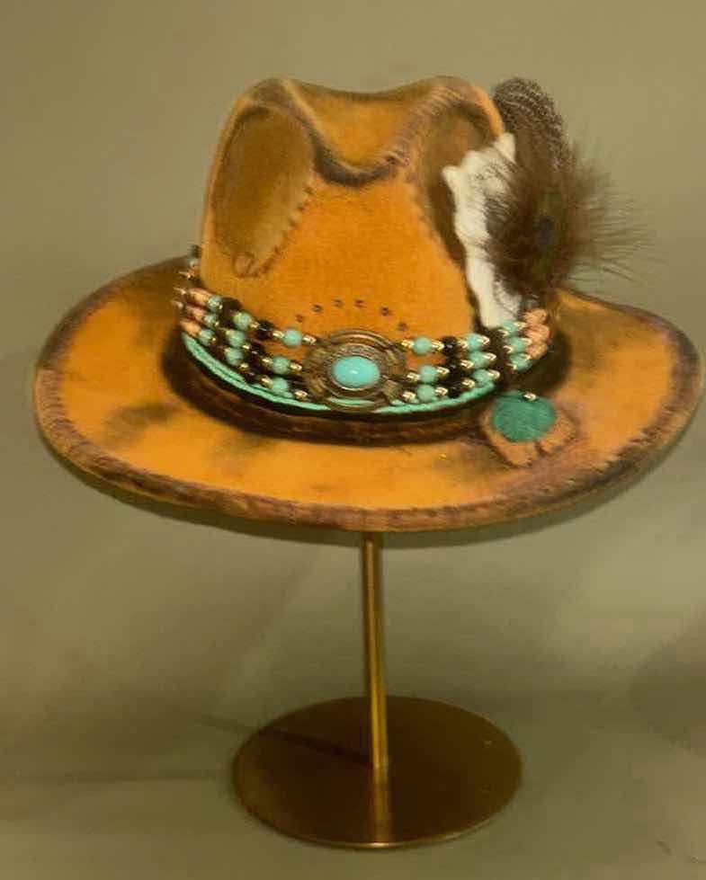 Photo 2 of NEW CUSTOM DESIGNED FELT  COWGIRL / FEDORA HAT (ADJUSTABLE)