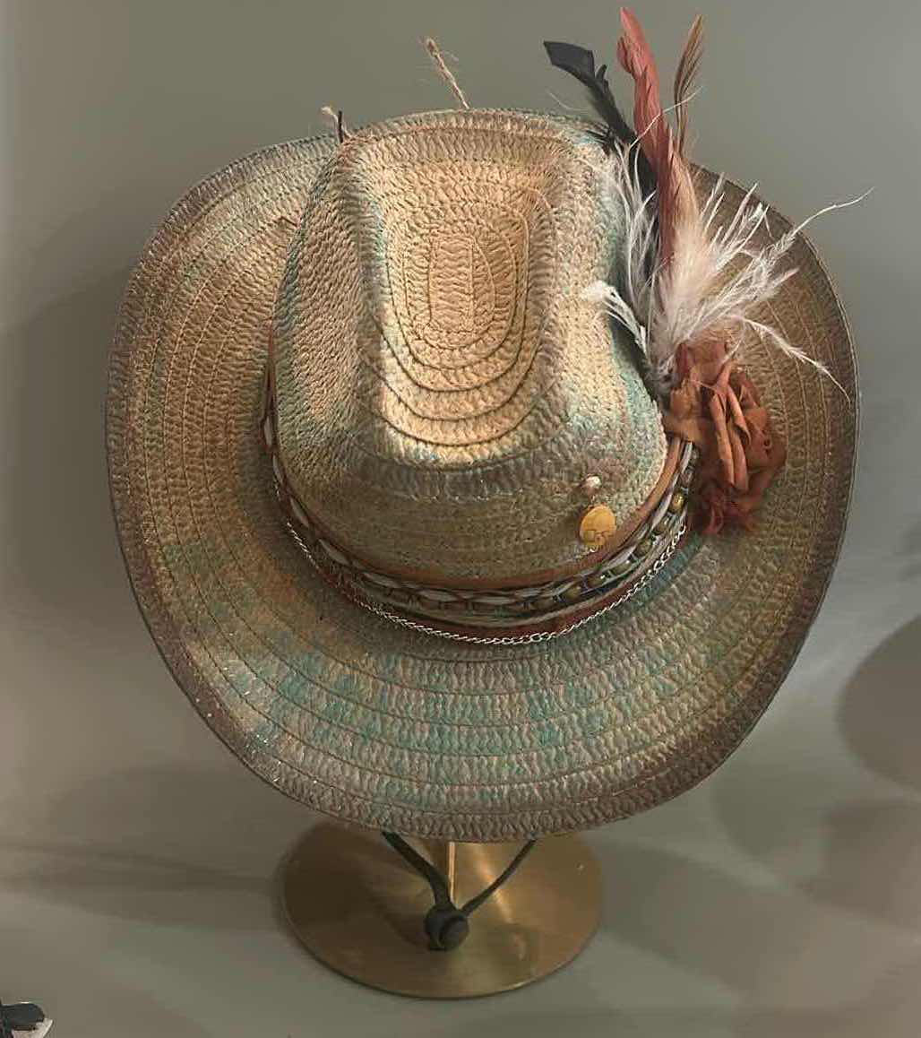 Photo 3 of NEW CUSTOM DESIGNED STRAW COWGIRL HAT (ADJUSTABLE)