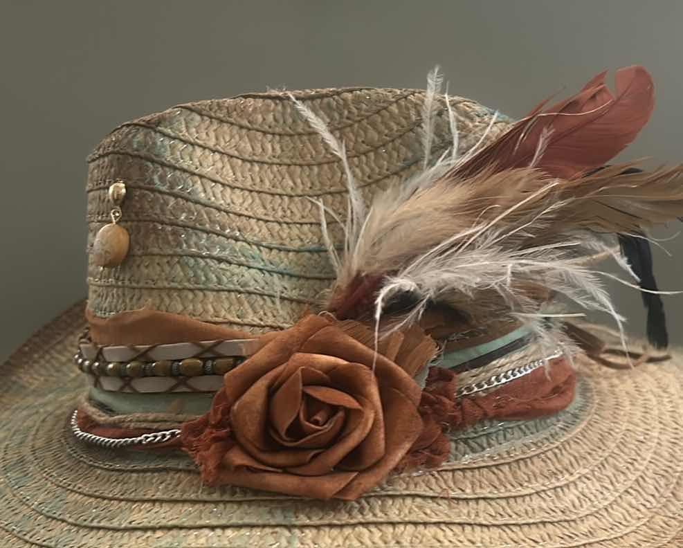 Photo 2 of NEW CUSTOM DESIGNED STRAW COWGIRL HAT (ADJUSTABLE)