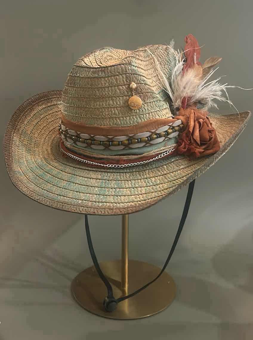 Photo 1 of NEW CUSTOM DESIGNED STRAW COWGIRL HAT (ADJUSTABLE)