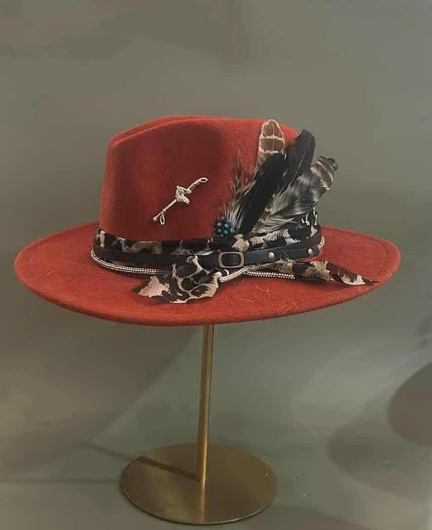 Photo 1 of NEW CUSTOM DESIGNED FELT FEDORA COWGIRL HAT (ADJUSTABLE)