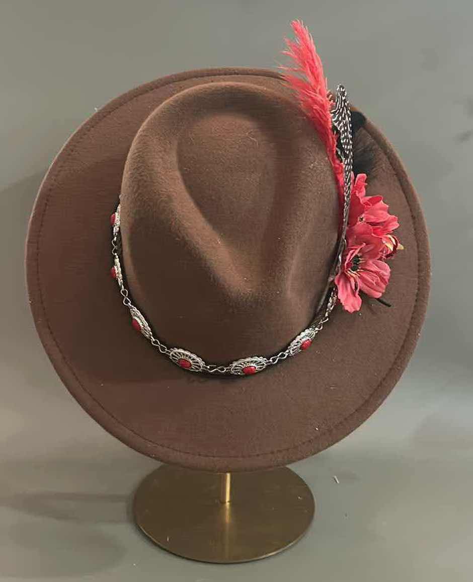 Photo 3 of NEW CUSTOM DESIGNED FELT FEDORA / COWGIRL HAT (ADJUSTABLE)