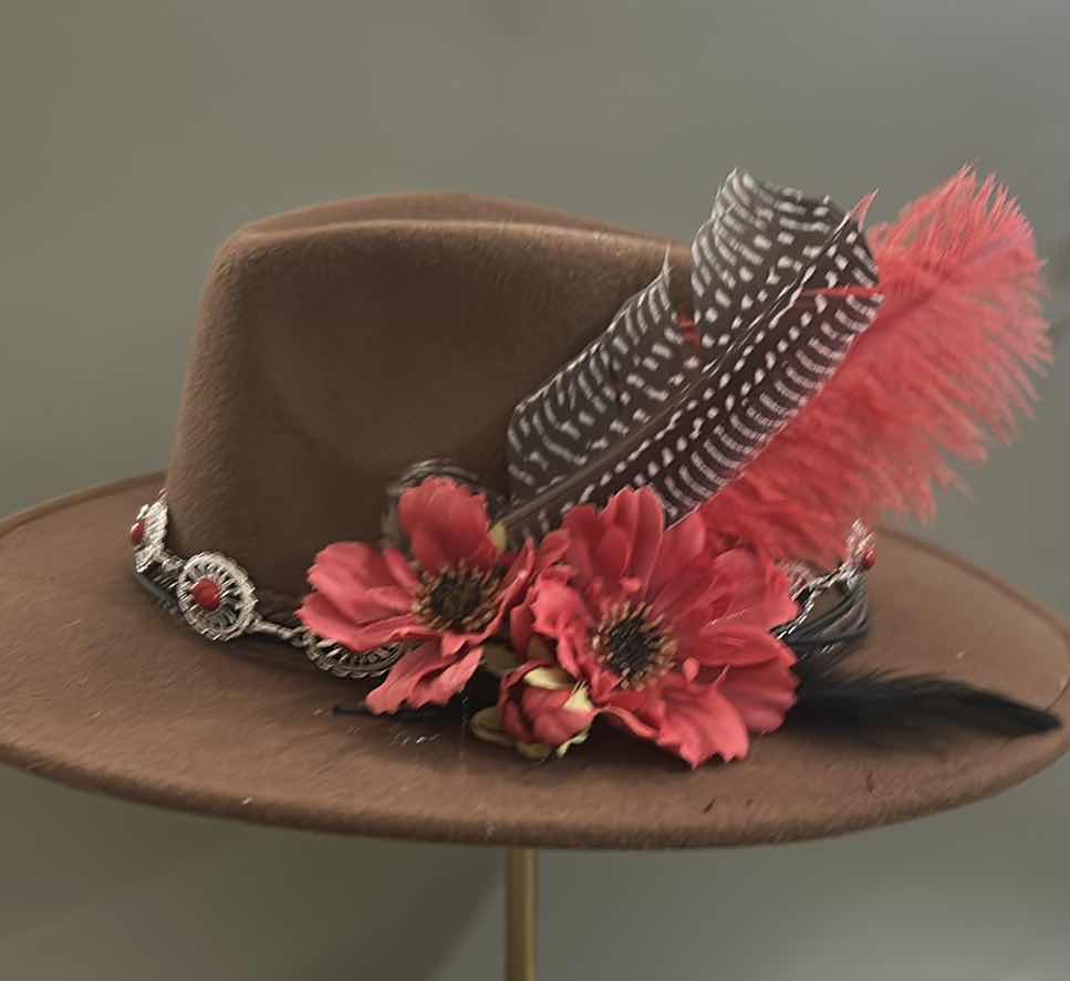 Photo 2 of NEW CUSTOM DESIGNED FELT FEDORA / COWGIRL HAT (ADJUSTABLE)