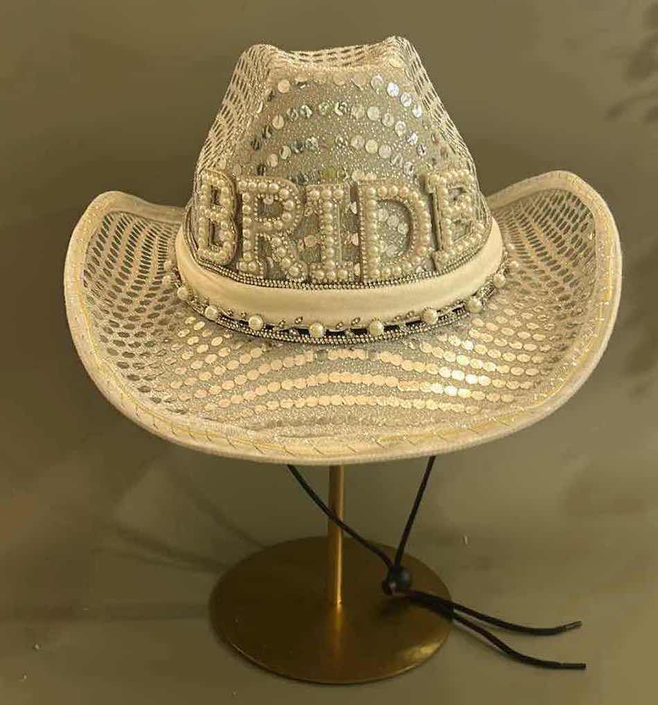 Photo 1 of NEW CUSTOM BLINKING, LIGHT UP, BRIDE / BRIDAL COWGIRL HAT (ADJUSTABLE)