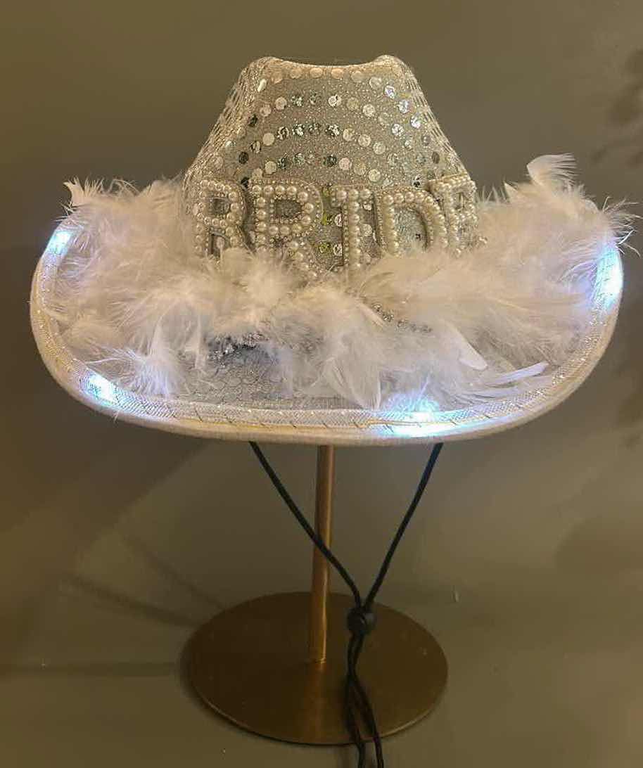 Photo 2 of NEW CUSTOM BLINKING, LIGHT UP, BRIDE / BRIDAL COWGIRL HAT (ADJUSTABLE)