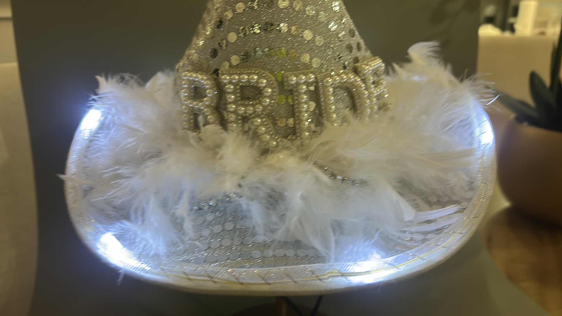 Photo 1 of NEW CUSTOM BLINKING, LIGHT UP, BRIDE / BRIDAL COWGIRL HAT (ADJUSTABLE)