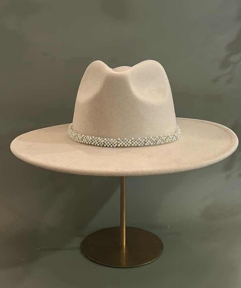 Photo 1 of NEW CUSTOM DESIGNED FELT WIDE BRIMMED FEDORA / COWGIRL HAT (ADJUSTABLE)