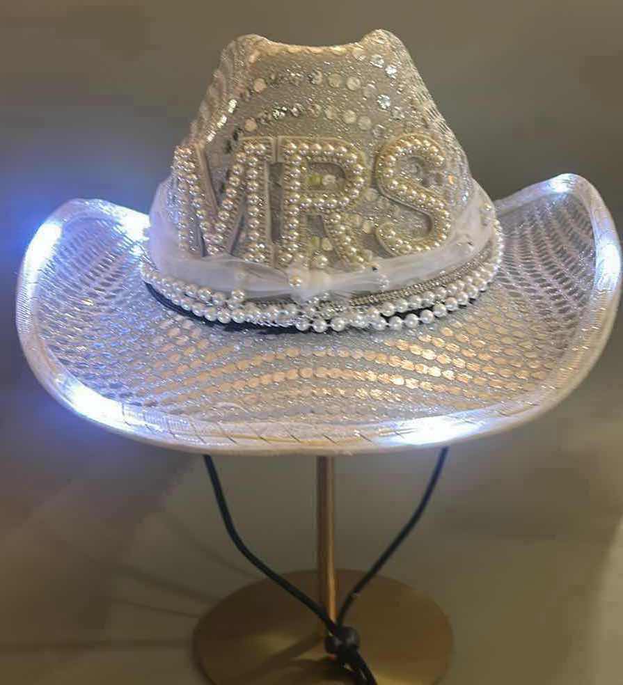 Photo 2 of NEW CUSTOM LIGHT UP MRS / BRIDAL COWGIRL HAT (ADJUSTABLE)