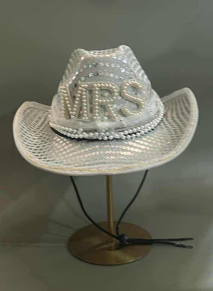 Photo 1 of NEW CUSTOM LIGHT UP MRS / BRIDAL COWGIRL HAT (ADJUSTABLE)