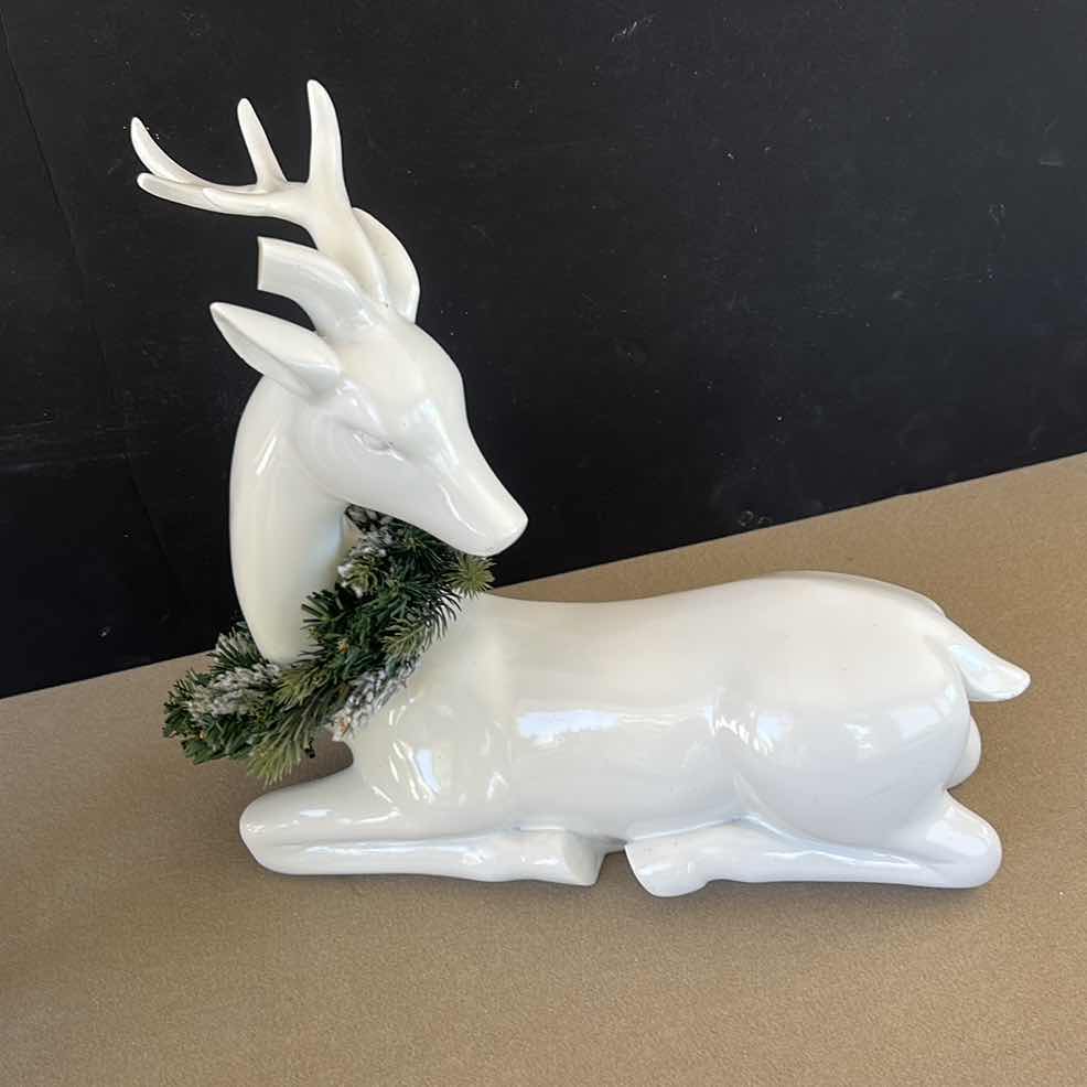 Photo 1 of CHRISTMAS DECOR - 2 PORCELAIN REINDEER (TALLEST 18”)