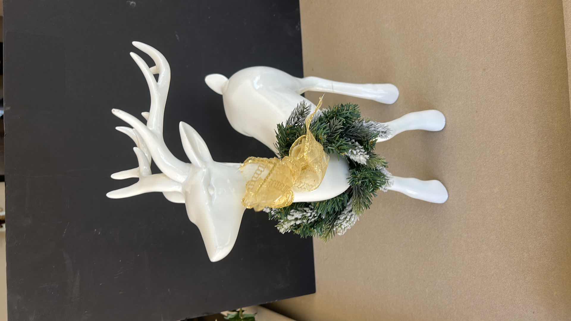 Photo 1 of CHRISTMAS DECOR - 2 PORCELAIN REINDEER (TALLEST 18”)
