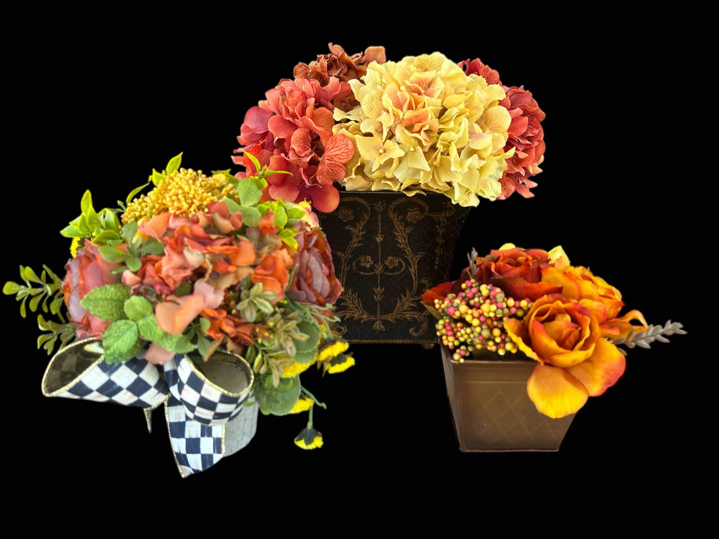Photo 1 of 3-FAUX FLORAL ARRANGEMENTS (TALLEST 13”)