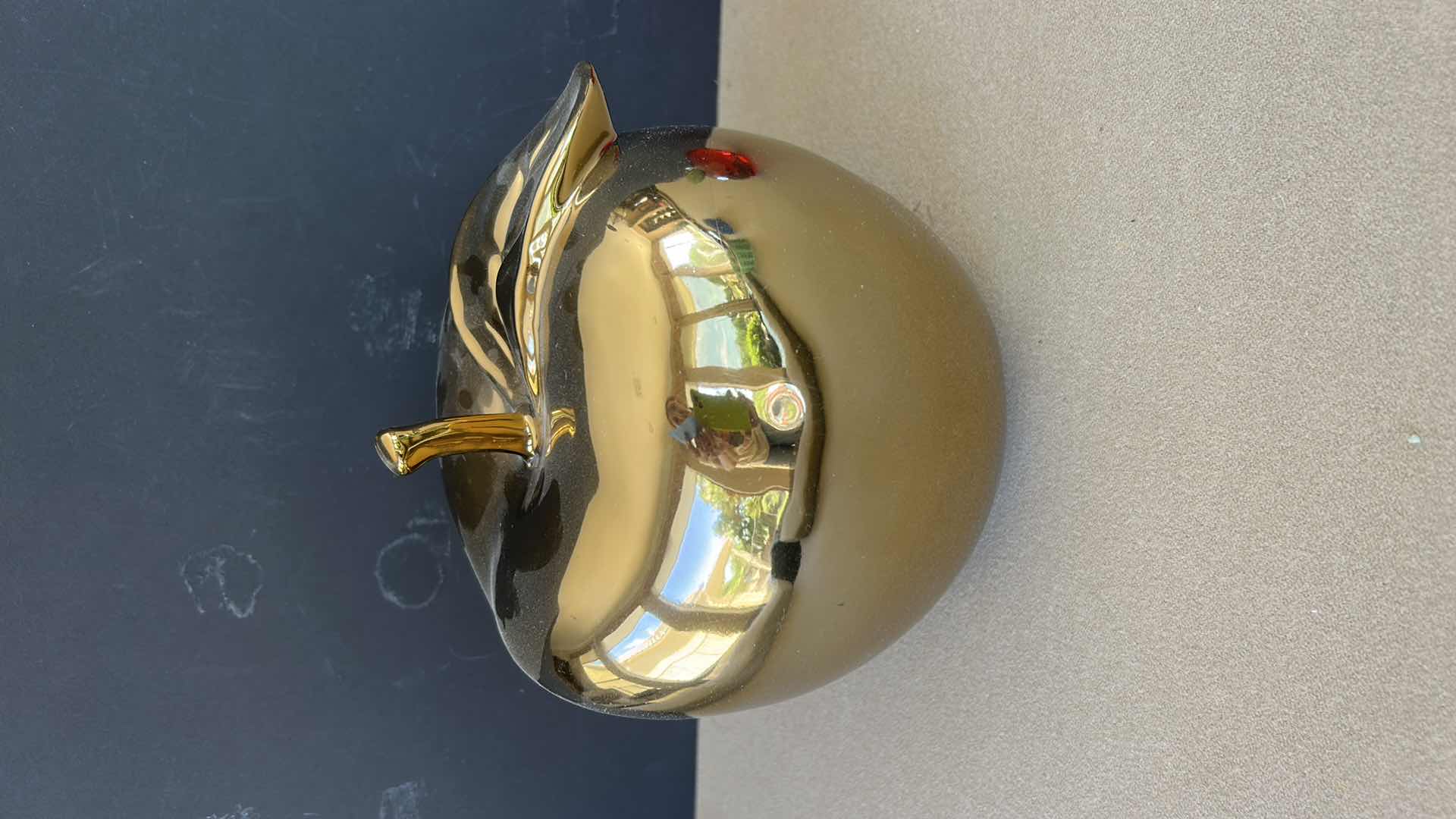 Photo 1 of GOLD DECOR APPLE, RED CRYSTAL APPLE PAPERWEIGHT