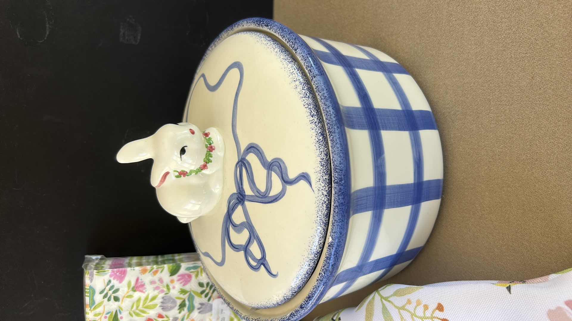 Photo 1 of SPRING DECOR- LIDDED BOWL, RECTANGULAR TABLE CLOTH, NAPKINS