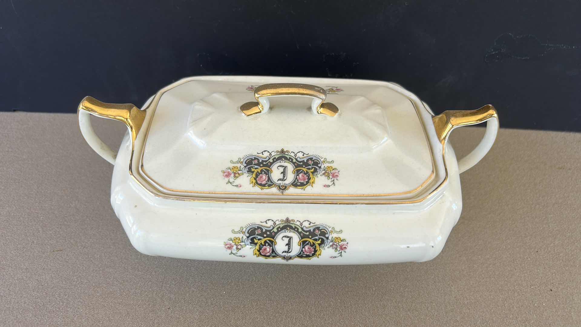 Photo 1 of VINTAGE HAND-PAINTED LIMOGES PORCELAIN LIDDED BOWL 12” x 6”