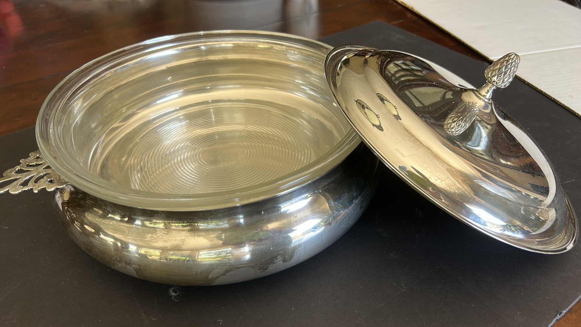 Photo 1 of SILVER PLATED LIDDED CASSEROLE 14” x 8”