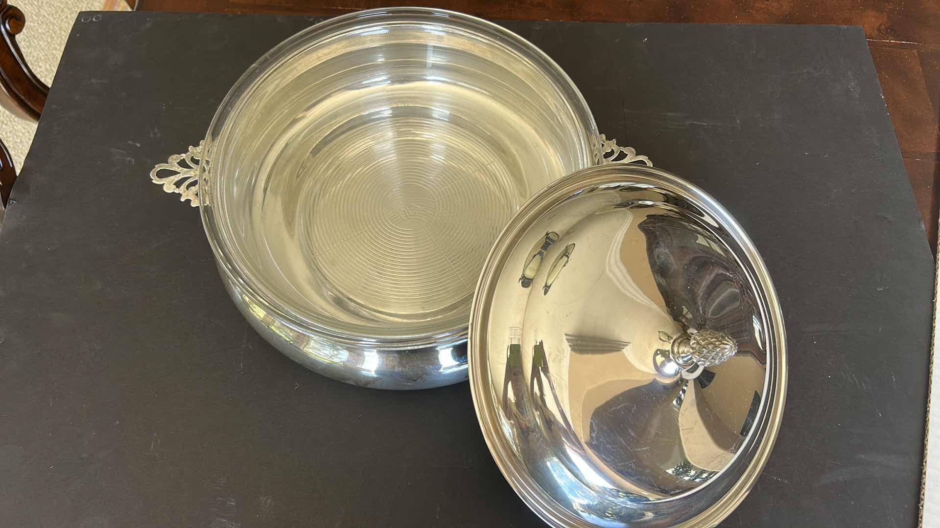 Photo 1 of SILVER PLATED LIDDED CASSEROLE 14” x 8”