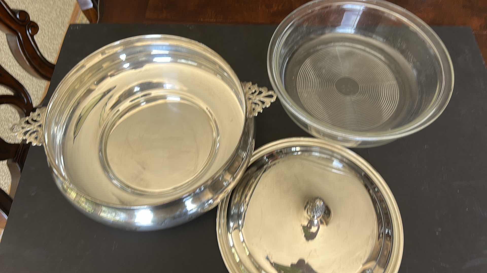 Photo 1 of SILVER PLATED LIDDED CASSEROLE 14” x 8”