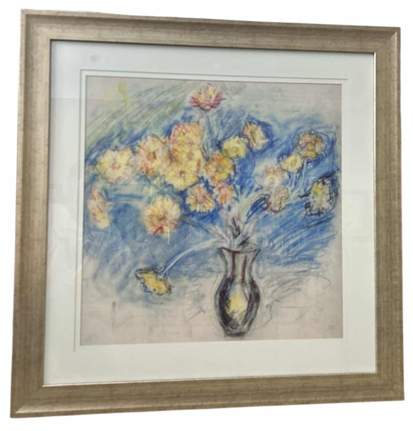 Photo 1 of FRAMED "FLOWERS IN VASE" ARTWORK 34.5“ x 34.5“