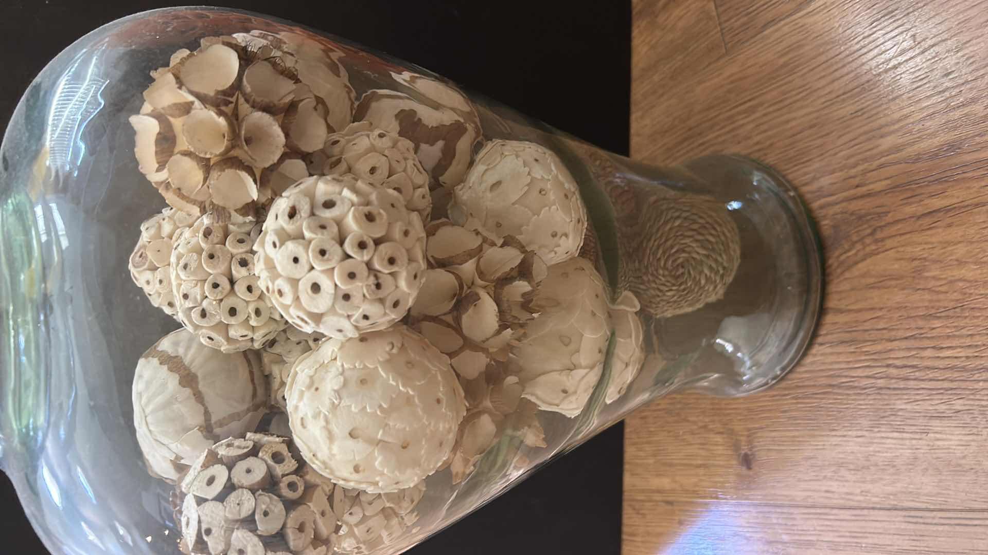Photo 1 of LARGE GLASS VASE H18” WITH DECORATIVE 2” BALLS