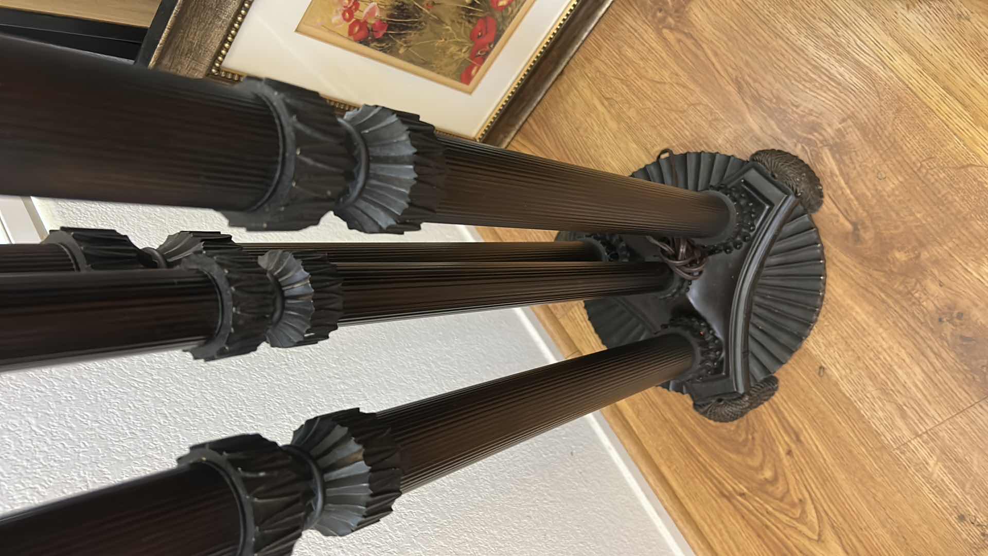 Photo 1 of 6’ FLOOR LAMP WITH DEEP GOLD GLASS SHADE