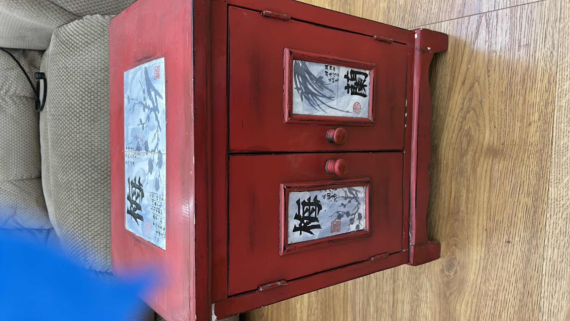 Photo 1 of SMALL RED CHINESE CABINET 16“ x 11 1/2“ x H19“